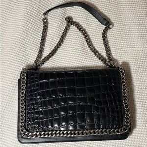 Elegant Black Chain Detail Shoulder Bag